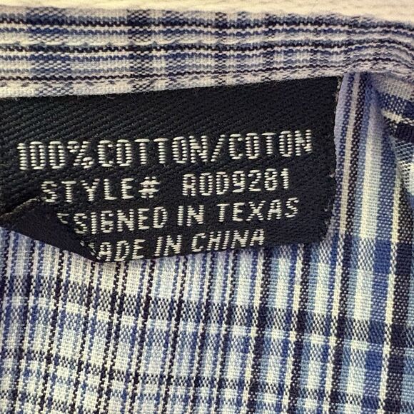Panhandle Slim Shirt Mens L Blue Plaid Button Up Rough Stock Western Work Grunge - Picture 4 of 9